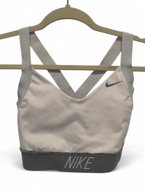 Nike Intertwist White and Gray Crossback Sports Bra